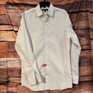 Banana Republic Casual Button-Down Shirt Men's Large Tall White Cotton Slim Fit